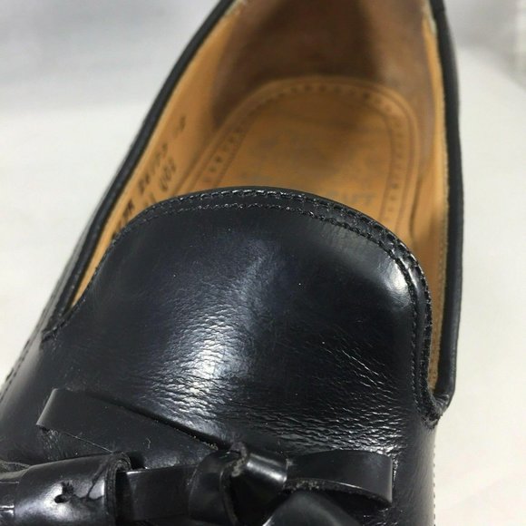 JOHNSTON & MURPHY Black Tassel Loafer Wing Tip Mens 11.5 A/AAA Dress Shoes USA - Picture 9 of 12